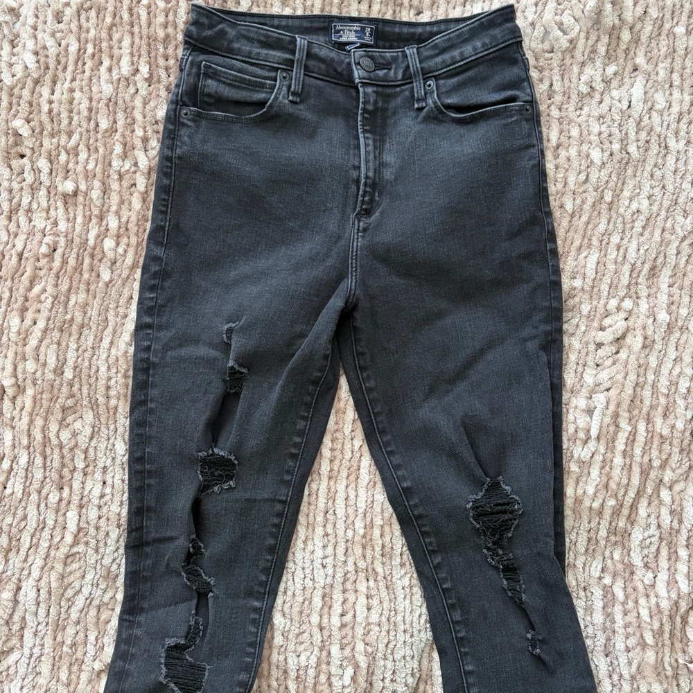 Abercrombie & Fitch Black Distressed Skinny Jeans